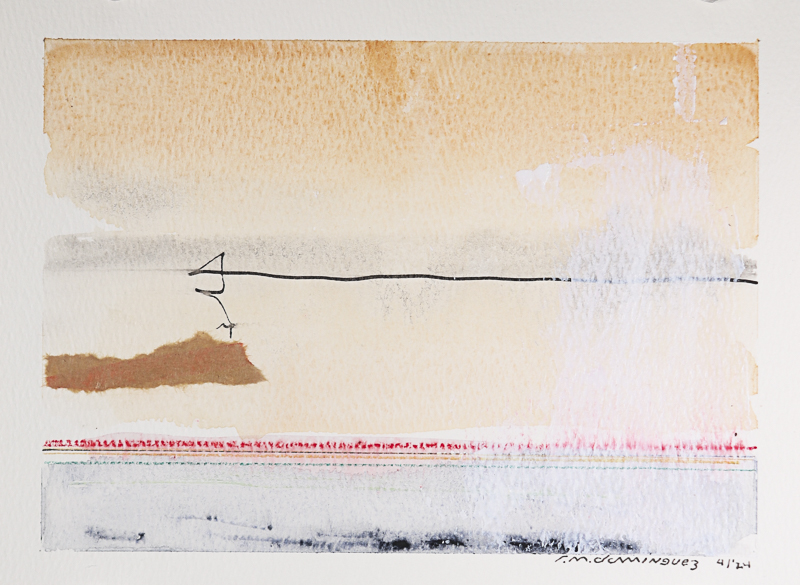Collage and mixed media abstract of a landscape.