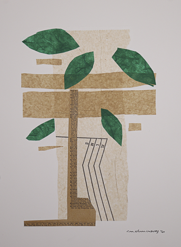 An abstract collage of a tree.