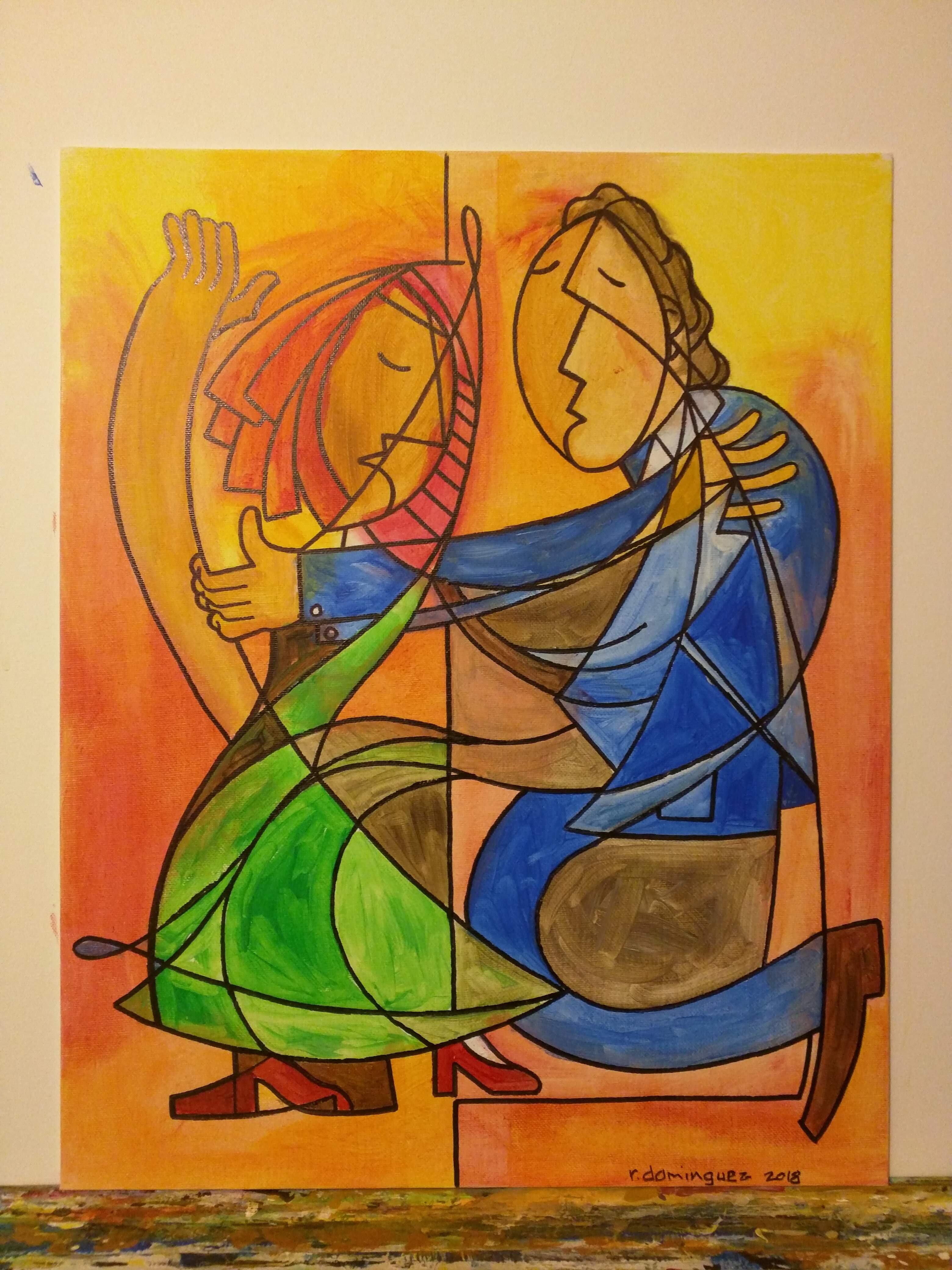 A painting of two people dancing.