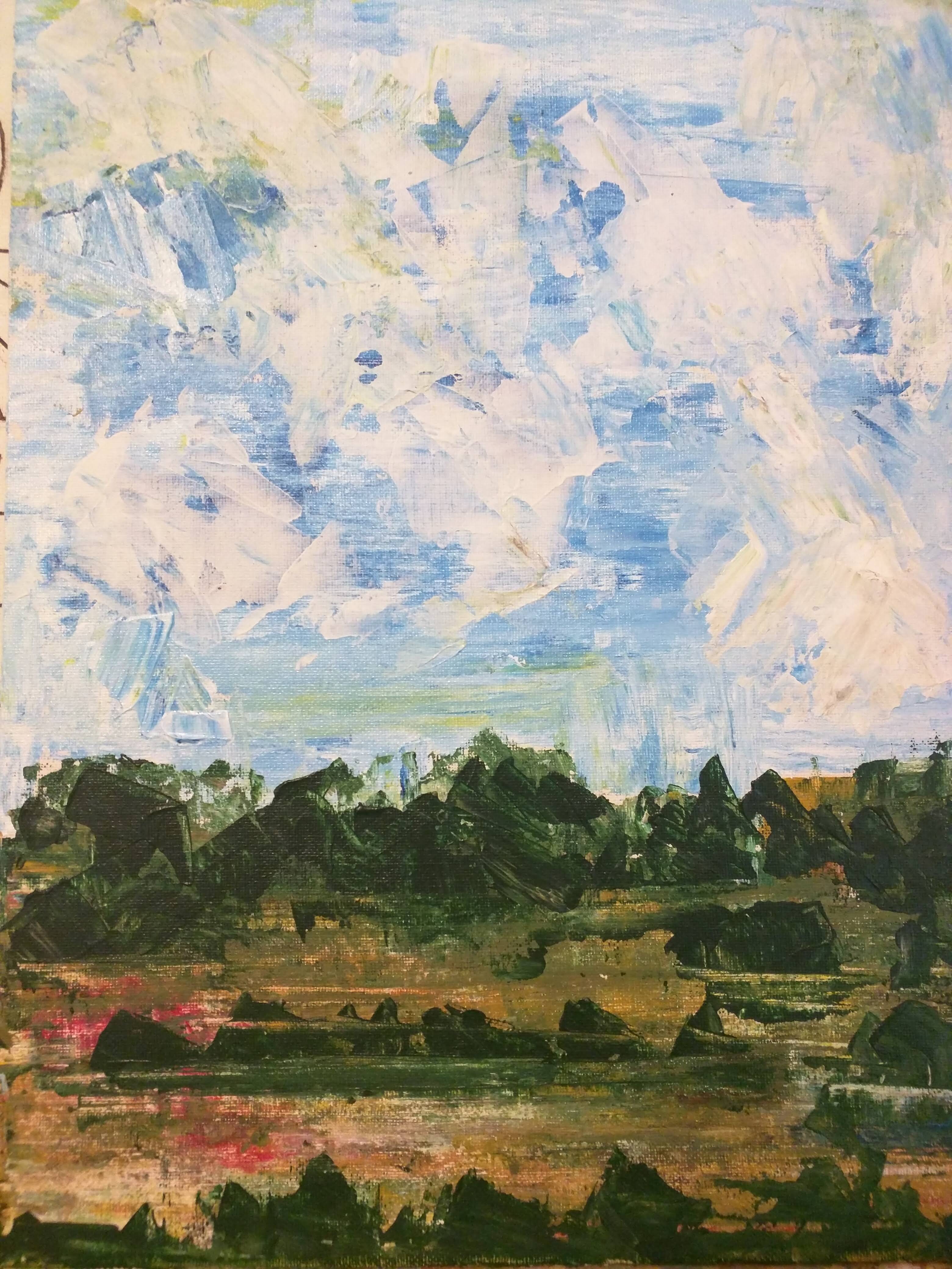 a painting of an abstract landscape